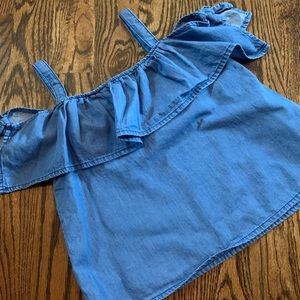 Zara Denim Off the Shoulder Shirt
